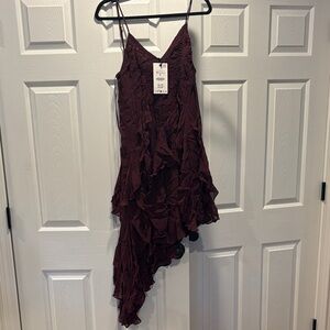 Zara Deep Red Asymmetrical Dress